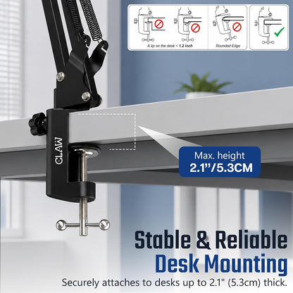 CLAW BA15 Heavy Duty Microphone Boom Arm | 360° Rotatable | Black