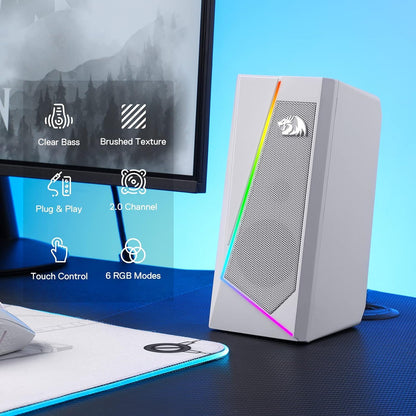 (Refurbished) ANVIL GS520 - RGB 2.0 Channel Gaming Wired Desktop Speakers (White)