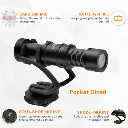 (Refurbished) Comica CVM-VM10II - Micro Cardioid Condenser Shotgun Video Microphone (Black)