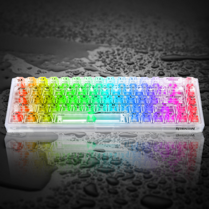 (Refurbished) Redragon Castor Pro K631 PRO - 65% Bluetooth+2.4Ghz+Wired Mechanical Keyboard White Transparent (Translucent Custom Switch)