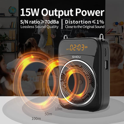 Shidu S298 - Wired Portable Voice Amplifier with LED Display and Speaker