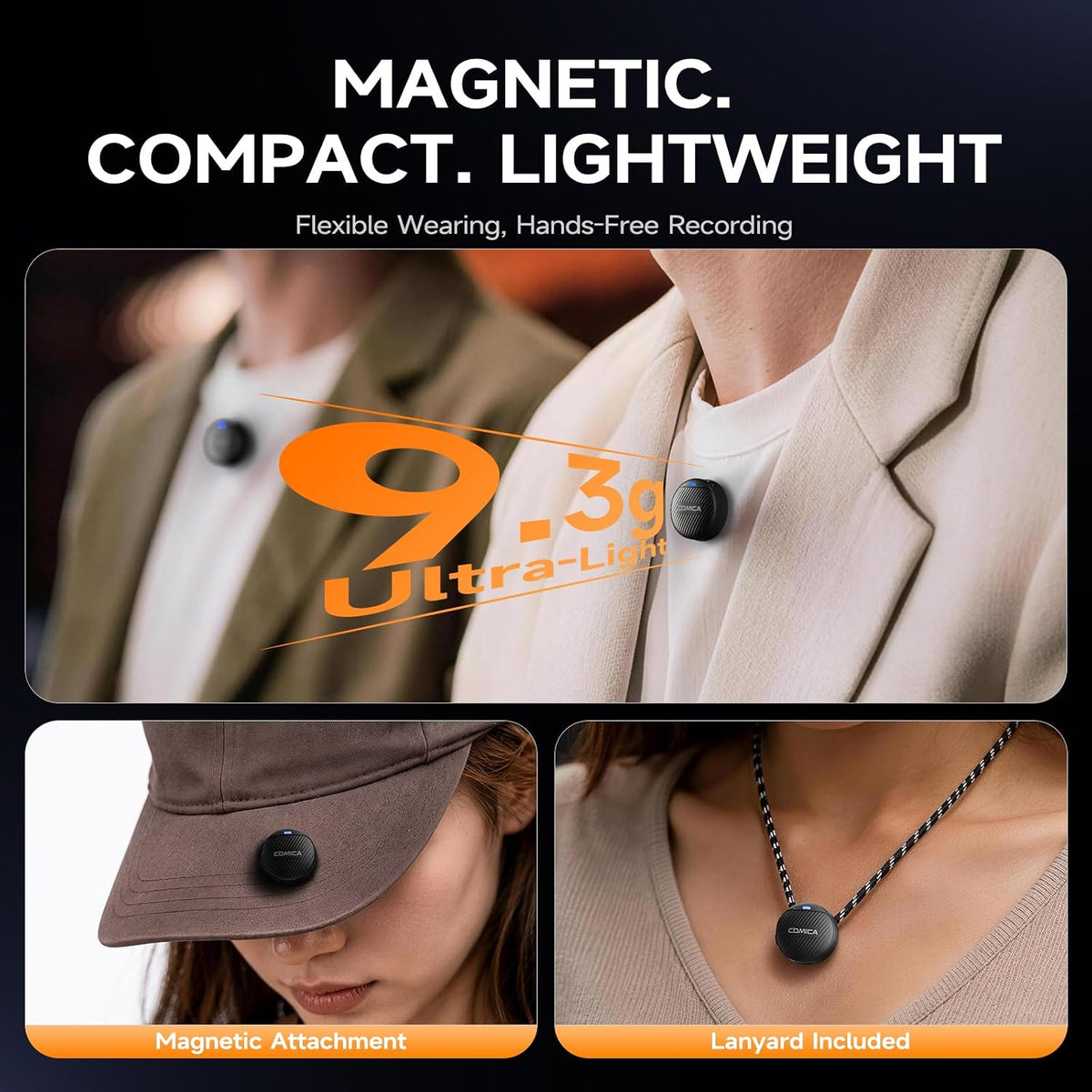 Comica Vimo Me Mobile - Mini Wireless Magnetic Lavalier Microphone with AI Noise Cancellation