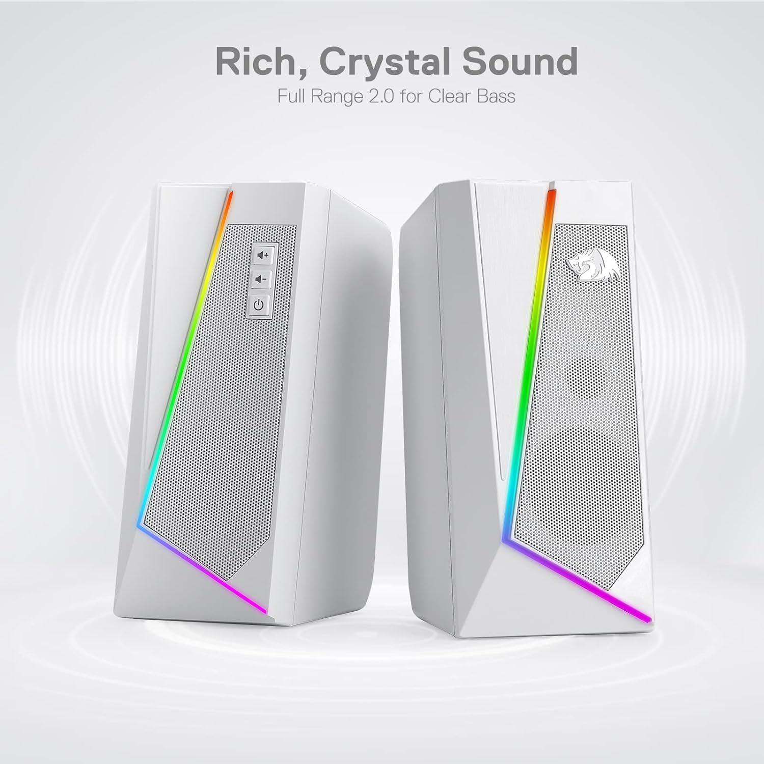 (Refurbished) ANVIL GS520 - RGB 2.0 Channel Gaming Wired Desktop Speakers (White)