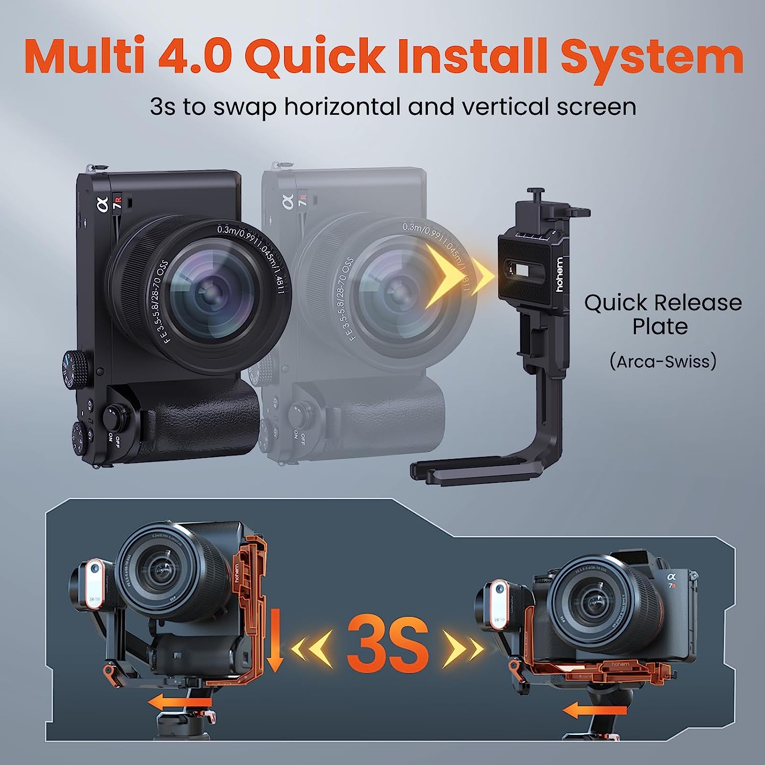 Hohem MT2 Kit - 4-in-1 Gimbal for Camera, Pocket Camera, Action Camera and Smart Phone with AI Tracker and RGB Fill Light