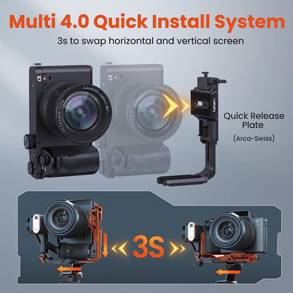 Hohem MT2 Kit - 4-in-1 Gimbal for Camera, Pocket Camera, Action Camera and Smart Phone with AI Tracker and RGB Fill Light