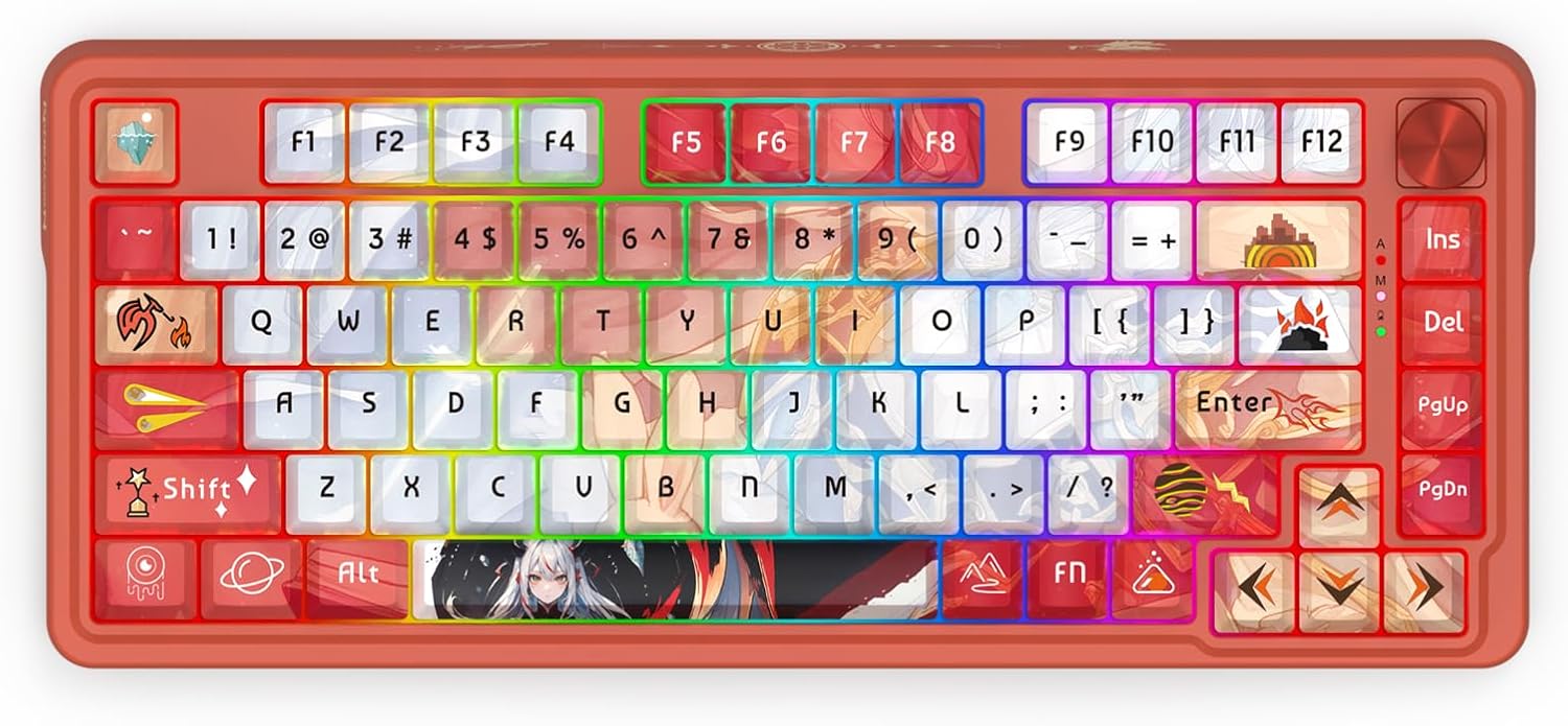 (Refurbished) Redragon Ucal Pro K673 Pro - 75% Wired+2.4Ghz+Bluetooth Mechanical Keyboard Anime Theme (Custom Hi-Fi Linear Switch)