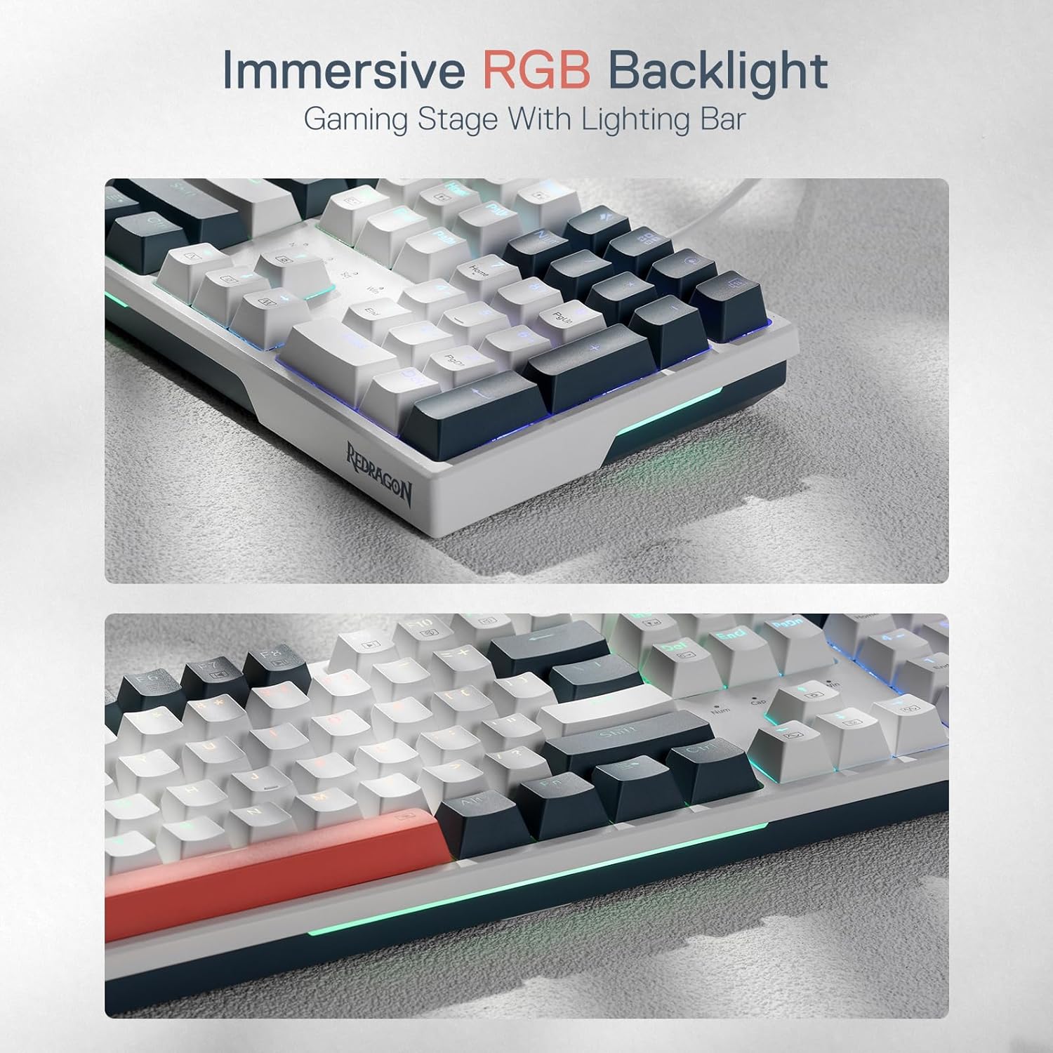 (Refurbished) Redragon Trundle K668 - 104 Keys Wired Mechanical Keyboard White|Black|Orange (Red Switch)