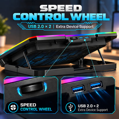 Claw Antarctic F2 - 2 Fans RGB Laptop Cooling Pad with Adjustable Height, 2 USB Port, Touch Control and Mobile Stand
