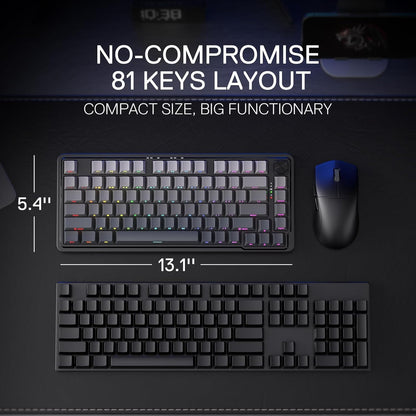 Redragon Ucal Pro K673 - 75% Wired+2.4Ghz+BT Mechanical Keyboard (Concrete Jungle)