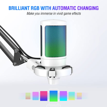 (Refurbished) Fifine Ampligame A6T - Gaming USB Microphone Kit (White)