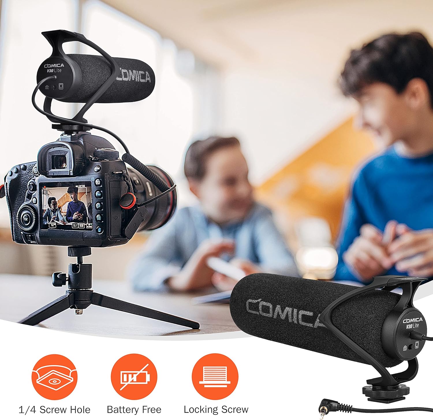 Comica V30 LITE - Super Cardioid Condenser Shotgun Microphone (Black)