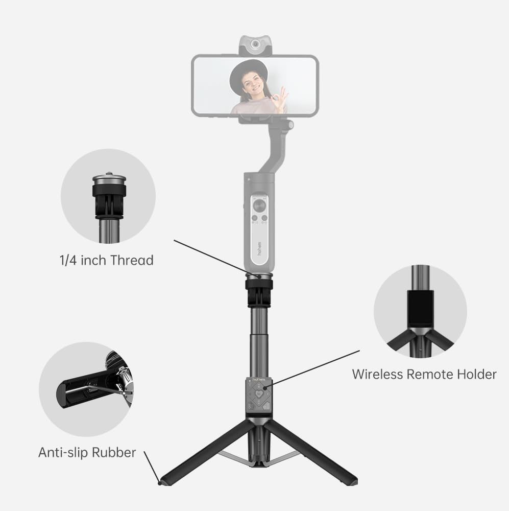 (Refurbished) Hohem RS01 - 3 in 1 Selfie Stick Extendable Stable Tripod with Remote Control