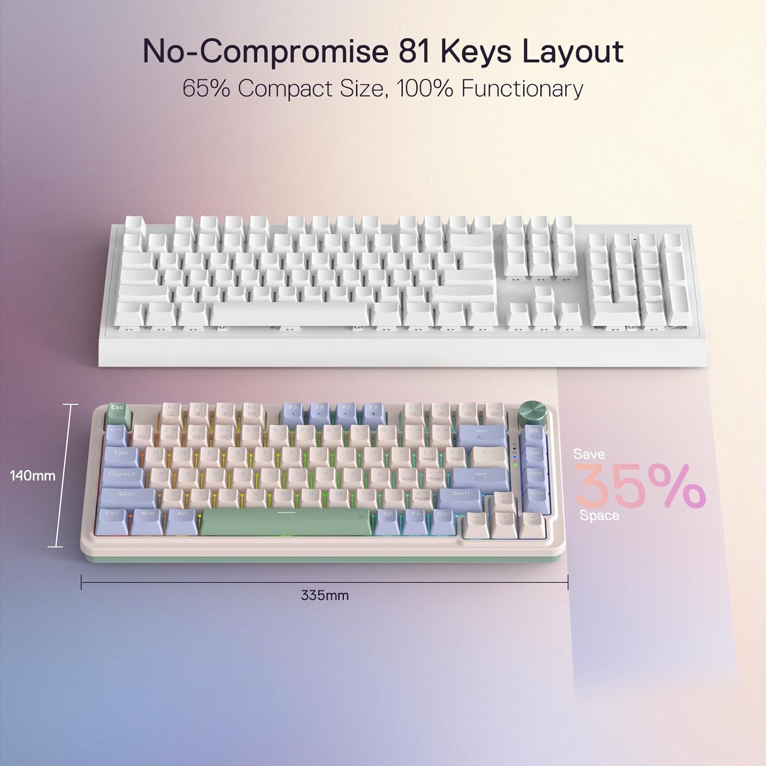 Redragon Ucal Pro K673 Pro - 65% Wired+2.4Ghz+Bluetooth Mechanical Keyboard Vintage Blue (Linear Red Switch)