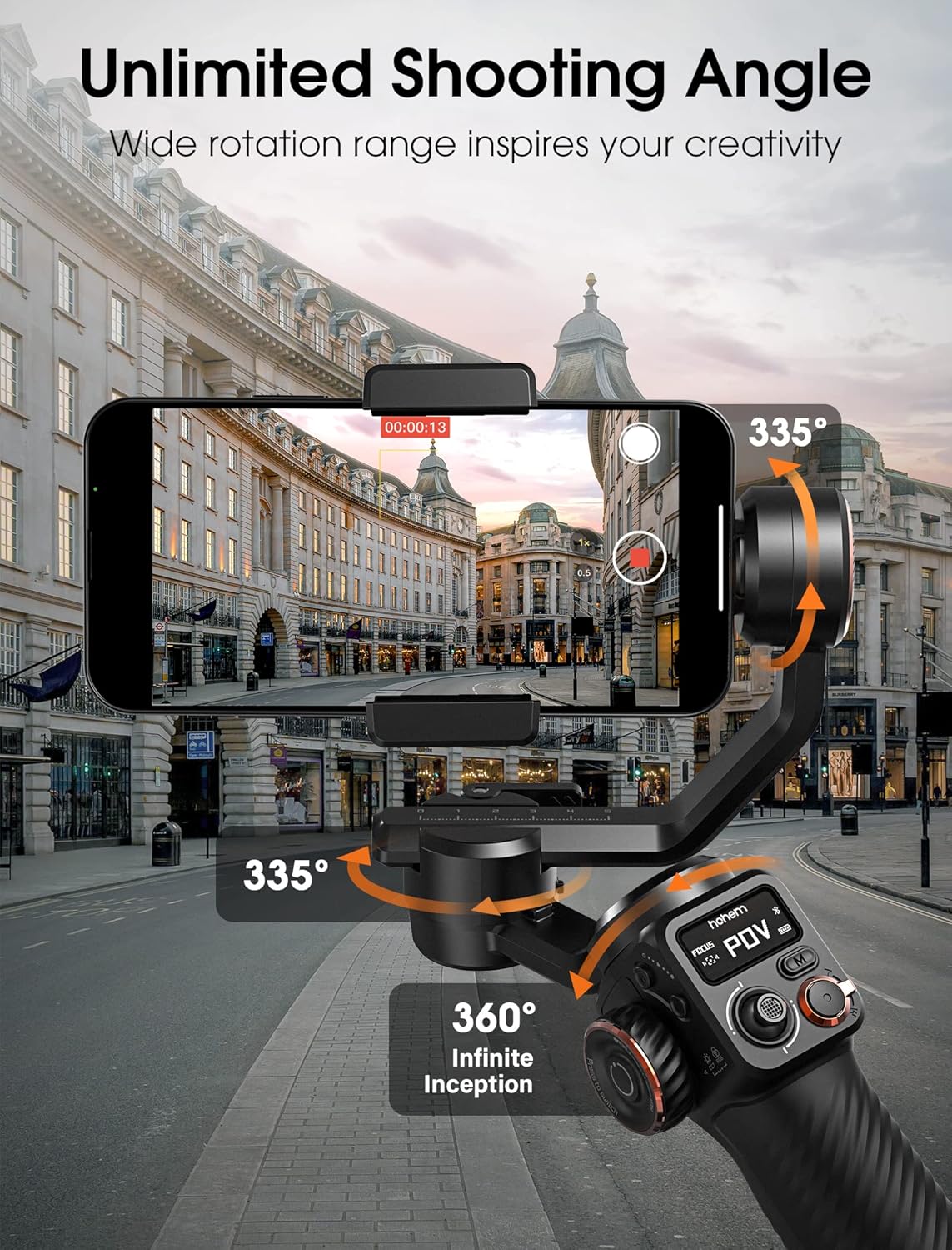 (Refurbished) Hohem M6 Gimbal Stabilizer for Smartphone, 2023 Upgrade 3-Axis Phone Gimbal