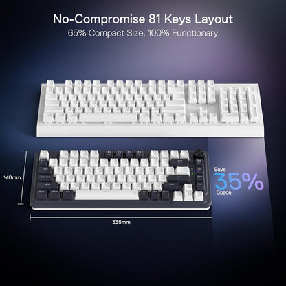 Redragon Ucal Pro K673 Pro - 75% Wired+2.4Ghz+Bluetooth Mechanical Keyboard White and Black (Linear Red Switch)