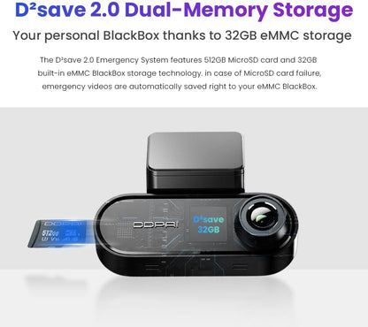 DDPAI N5 Dual - 4K Front and Rear Dash Camera with Built-in 32G eMMC Voice Control