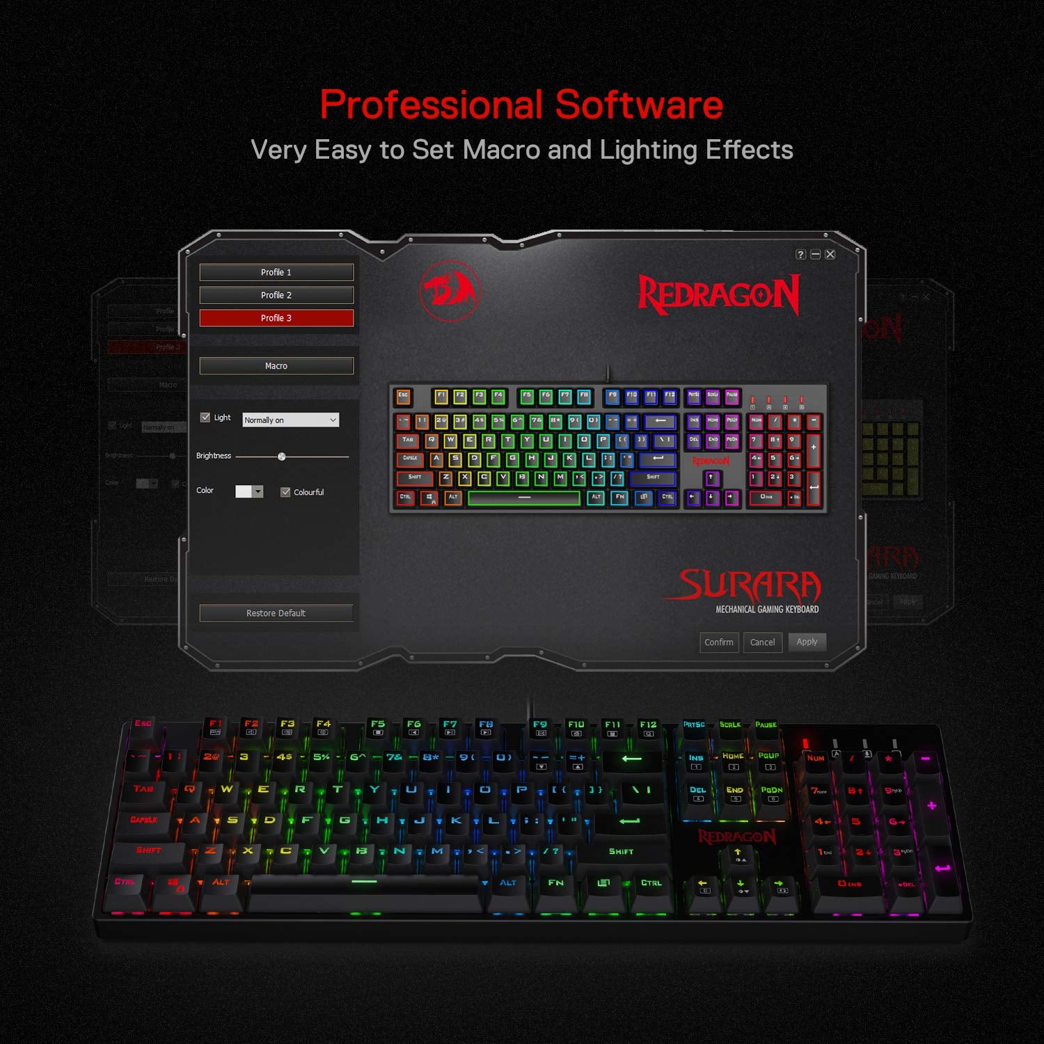 (Refurbished) Redragon Surara K582 RGB Mechanical Keyboard (Blue Switch)