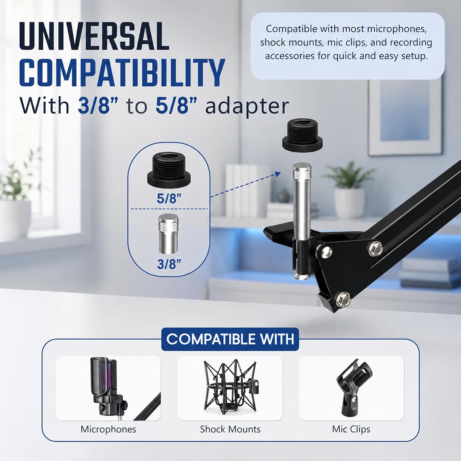 CLAW BA15 Heavy Duty Microphone Boom Arm | 360° Rotatable | Black