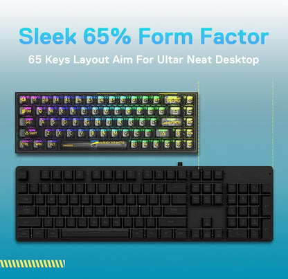 Redragon Castor Pro K631 PRO - 65% Bluetooth+2.4Ghz+Wired Mechanical Keyboard Black Transparent (Translucent Custom Switch)