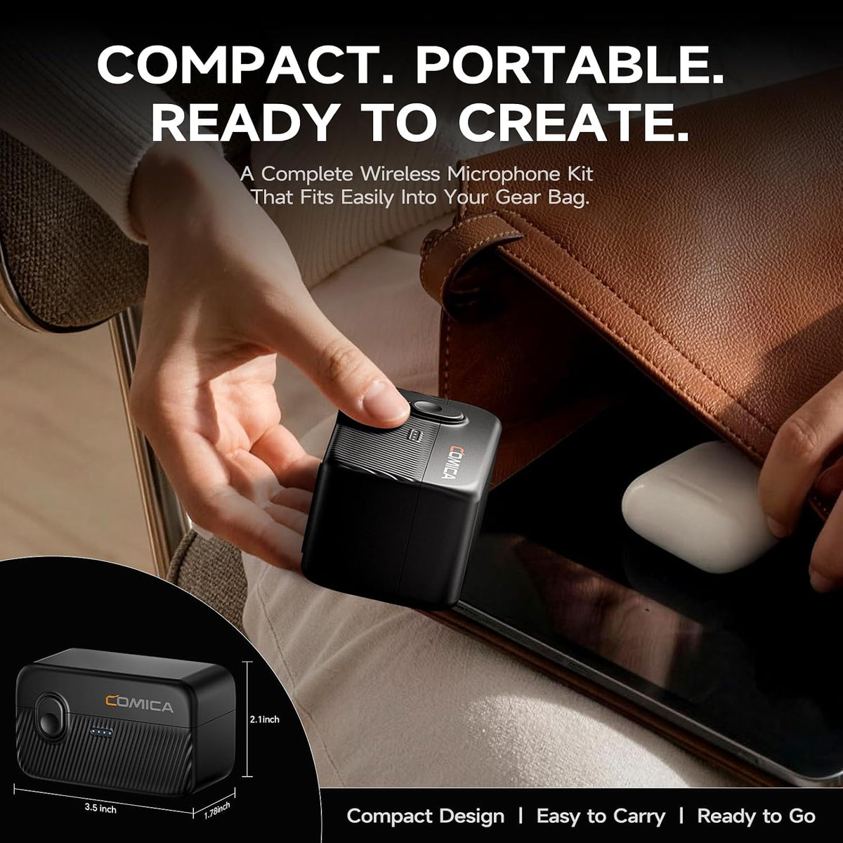 Comica Vimo Me Camera - Mini Wireless Magnetic Lavalier Microphone with AI Noise Cancellation