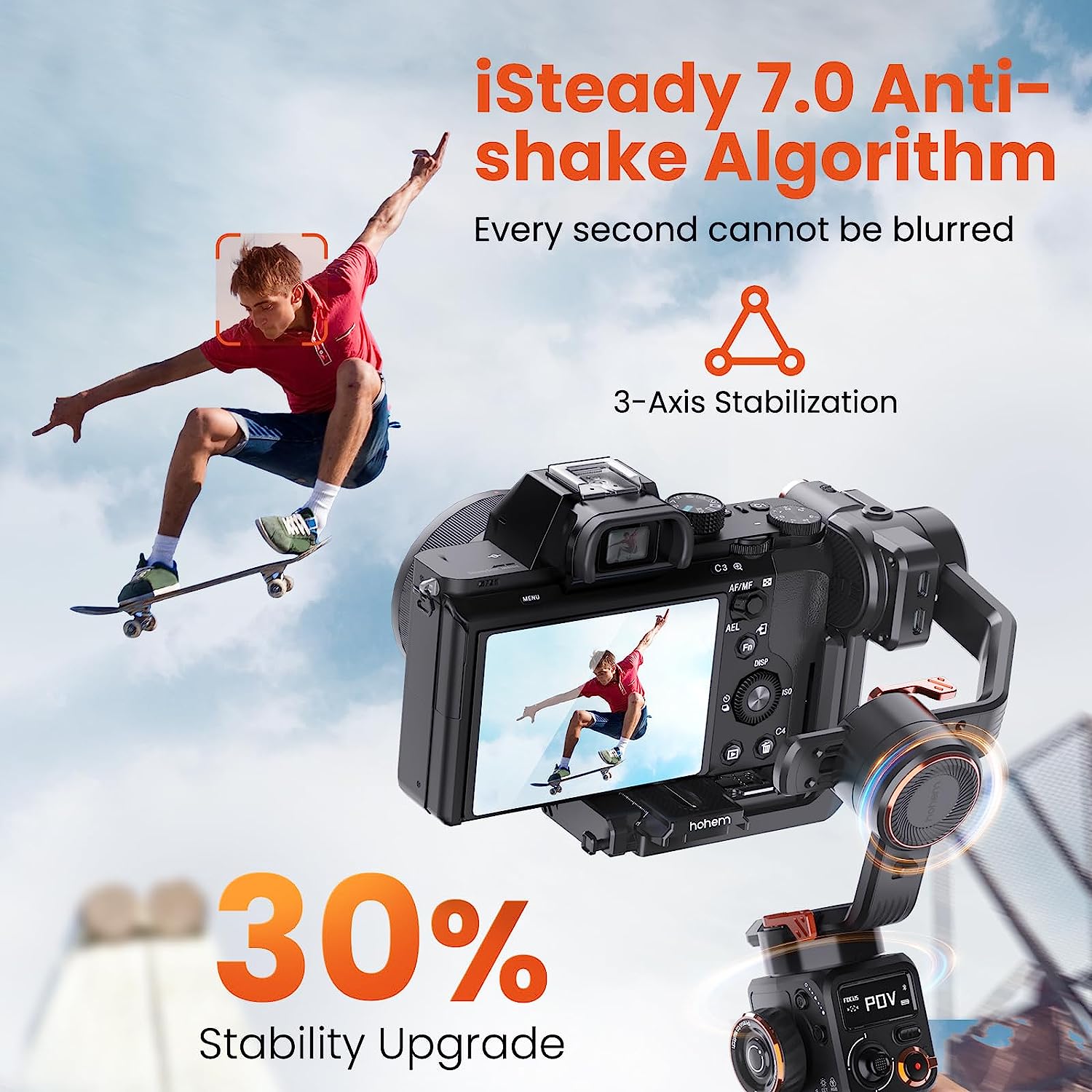 Hohem MT2 Kit - 4-in-1 Gimbal for Camera, Pocket Camera, Action Camera and Smart Phone with AI Tracker and RGB Fill Light