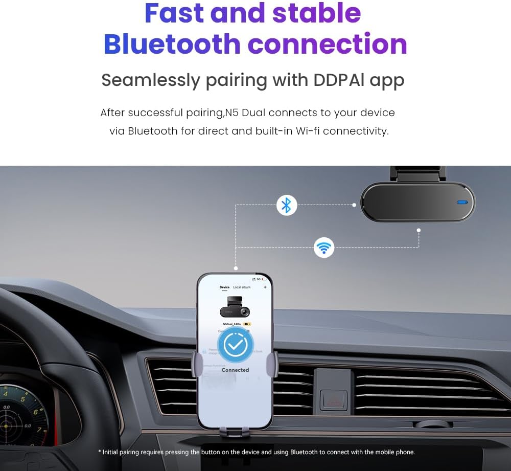 DDPAI N5 Dual - 4K Front and Rear Dash Camera with Built-in 32G eMMC Voice Control