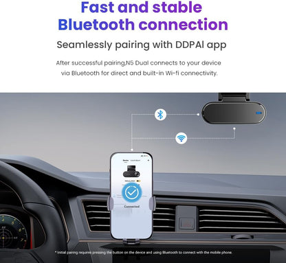 DDPAI N5 Dual - 4K Front and Rear Dash Camera with Built-in 32G eMMC Voice Control