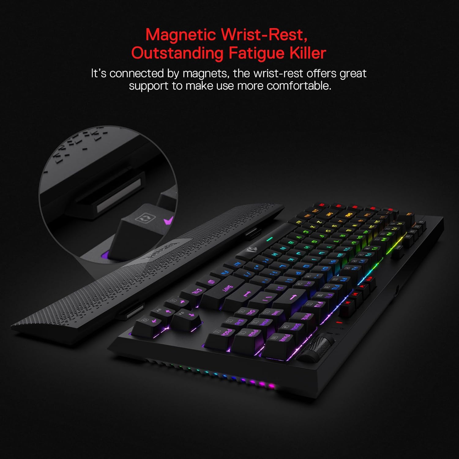Redragon Vishnu Pro K596 Pro - Bluetooth+2.4Ghz+Wired Mechanical Keyboard (Red Switch)