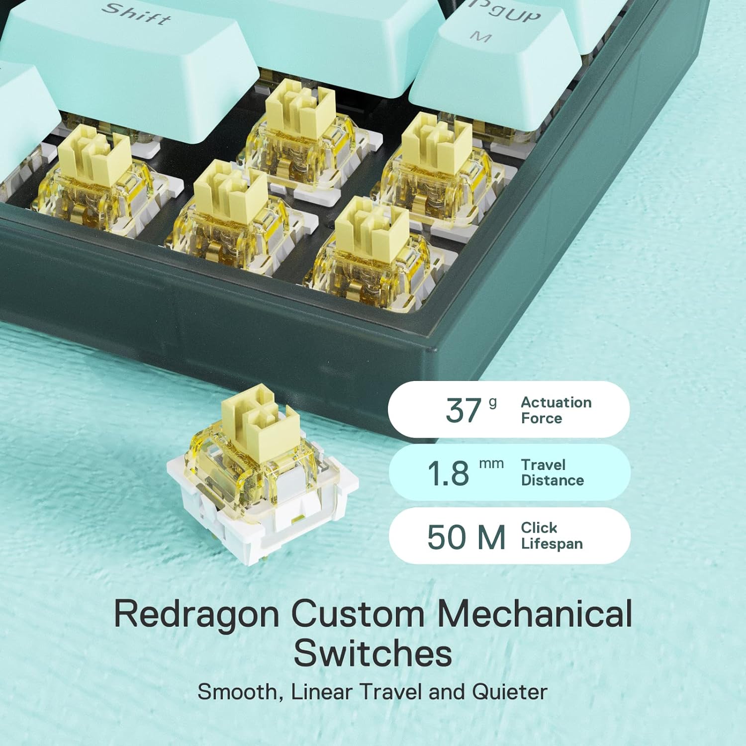 (Refurbished) Redragon Castro K631 SE - 65% Bluetooth+2.4Ghz+Wired Mechanical Keyboard (Custom Switch)