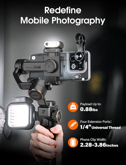(Refurbished) Hohem M6 Gimbal Stabilizer for Smartphone, 2023 Upgrade 3-Axis Phone Gimbal