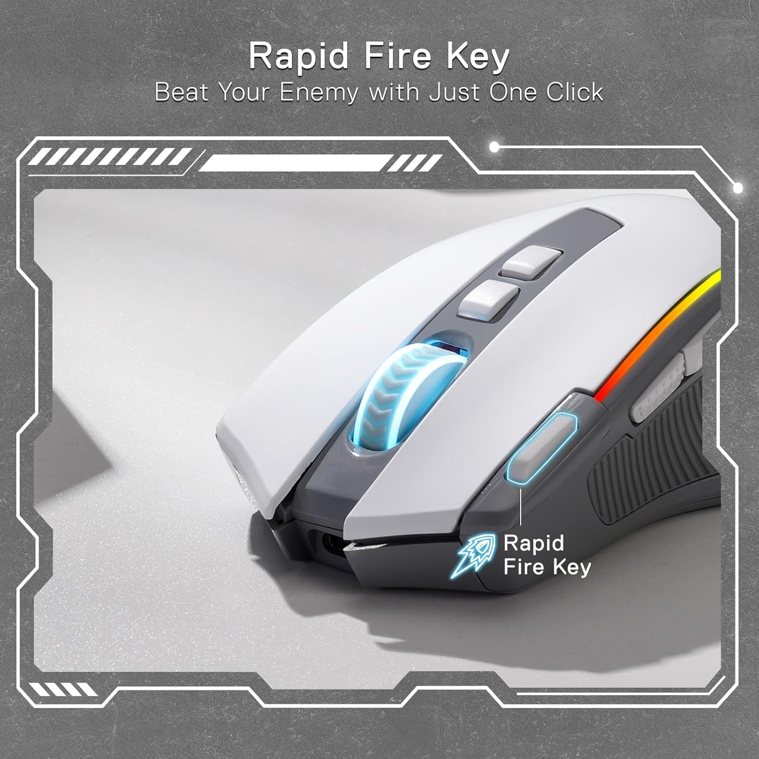 Redragon Predator Pro M612 PRO RGB Wireless Mouse (Grey and White)