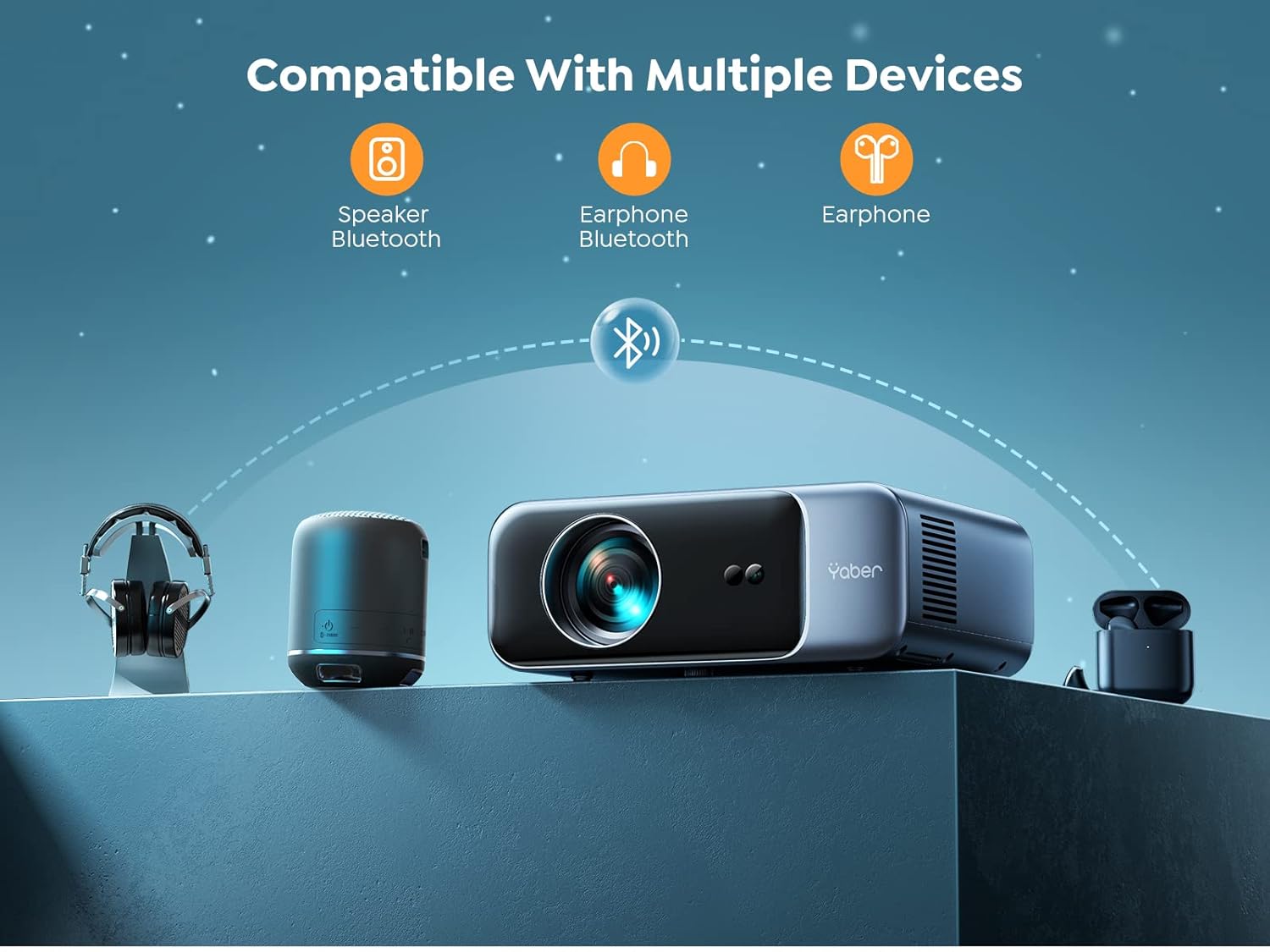(Refurbished) Yaber PRO V9 - Bluetooth and WIFI 6 Outdoor and  Home Projector for Phone/TV Stick/PC