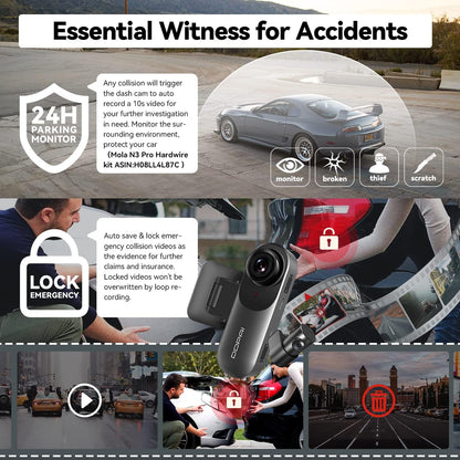 (Refurbished) DDPAI N3 PRO - 2.5K Front and Back Dash Camera