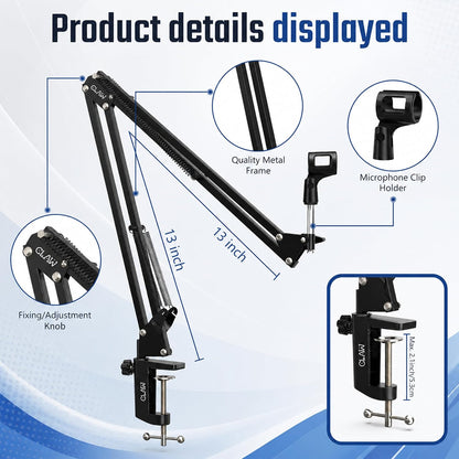 CLAW BA15 Heavy Duty Microphone Boom Arm | 360° Rotatable | Black