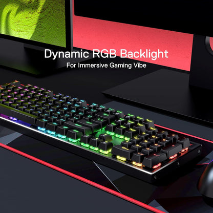 (Refurbished) Redragon Dharma Pro K556 Pro - 104 Keys Bluetooth+2.4Ghz+Wired Mechanical Keyboard (Quiet Linear Red Switch)