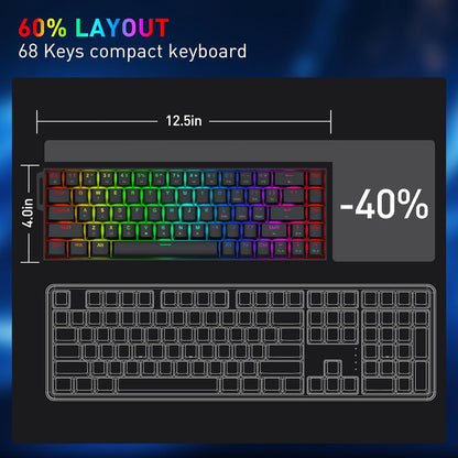 Redragon Castor K631 - 68 Keys Wired Mechanical Keyboard with Strap (Magnetic Switch)