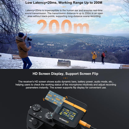 Comica Vimo Q - 4-Channel Mini Wireless Lavalier Microphone System with 4 Transmitters, 1 Receiver &amp; Charging Case for iPhone, Android, Cameras, Interviews, Vlogging &amp; YouTube