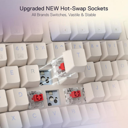 Redragon Ucal Pro K673 Pro - 65% Wired+2.4Ghz+Bluetooth Mechanical Keyboard Vintage Blue (Linear Red Switch)