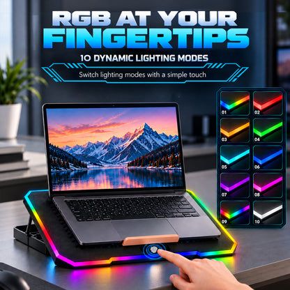 Claw Antarctic F2 - 2 Fans RGB Laptop Cooling Pad with Adjustable Height, 2 USB Port, Touch Control and Mobile Stand