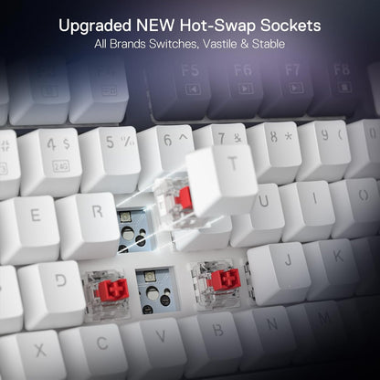 Redragon Ucal Pro K673 Pro - 75% Wired+2.4Ghz+Bluetooth Mechanical Keyboard White and Black (Linear Red Switch)