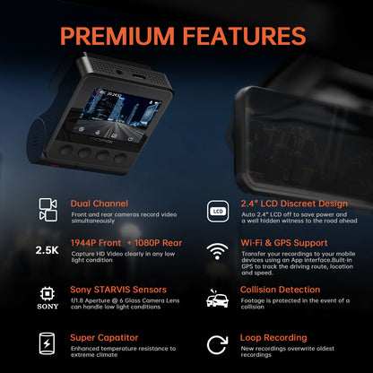 (Refurbished) DDPAI Z40 Dual - 3K Front and Rear Dash Camera