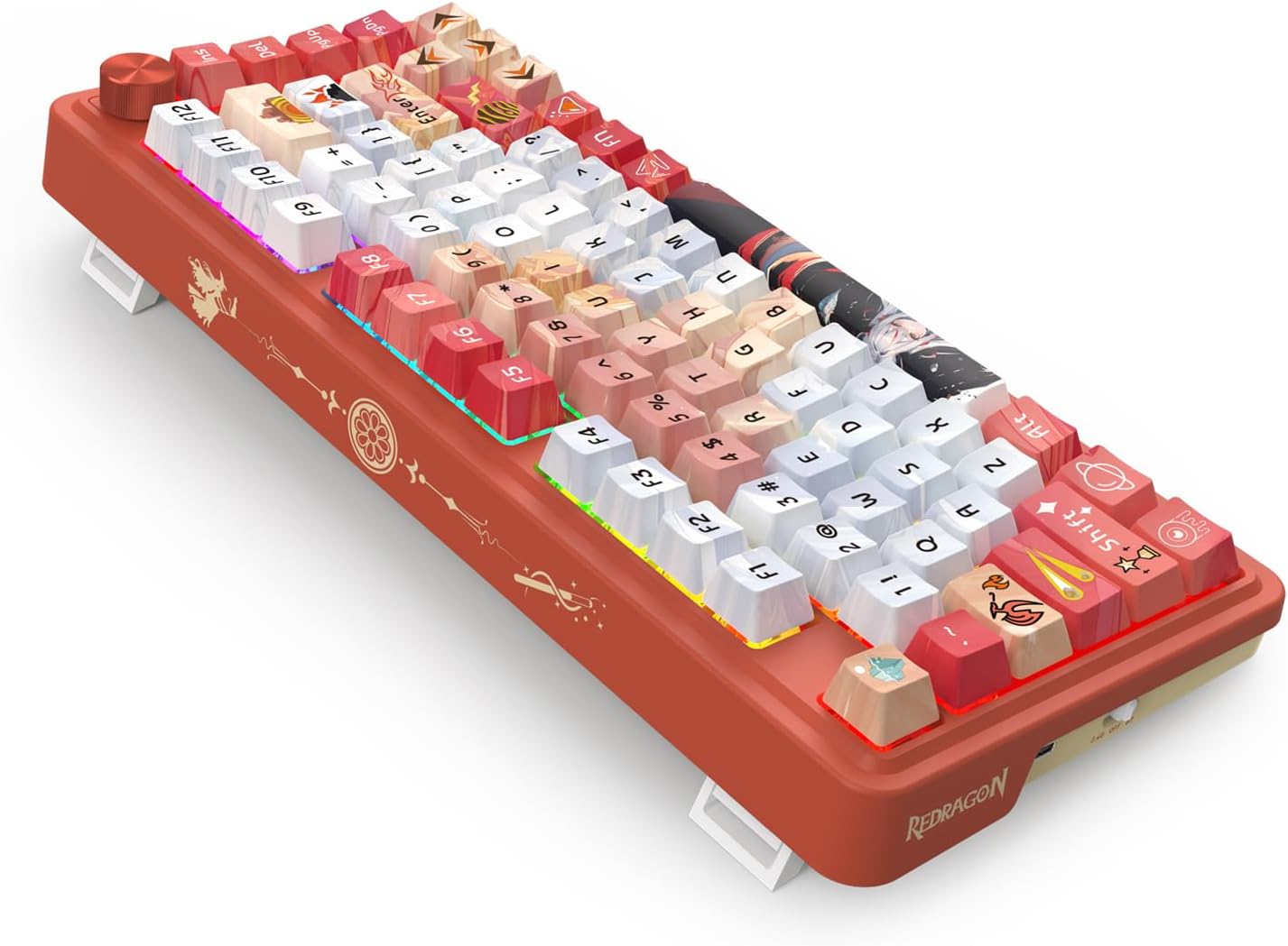 (Refurbished) Redragon Ucal Pro K673 Pro - 75% Wired+2.4Ghz+Bluetooth Mechanical Keyboard Anime Theme (Custom Hi-Fi Linear Switch)