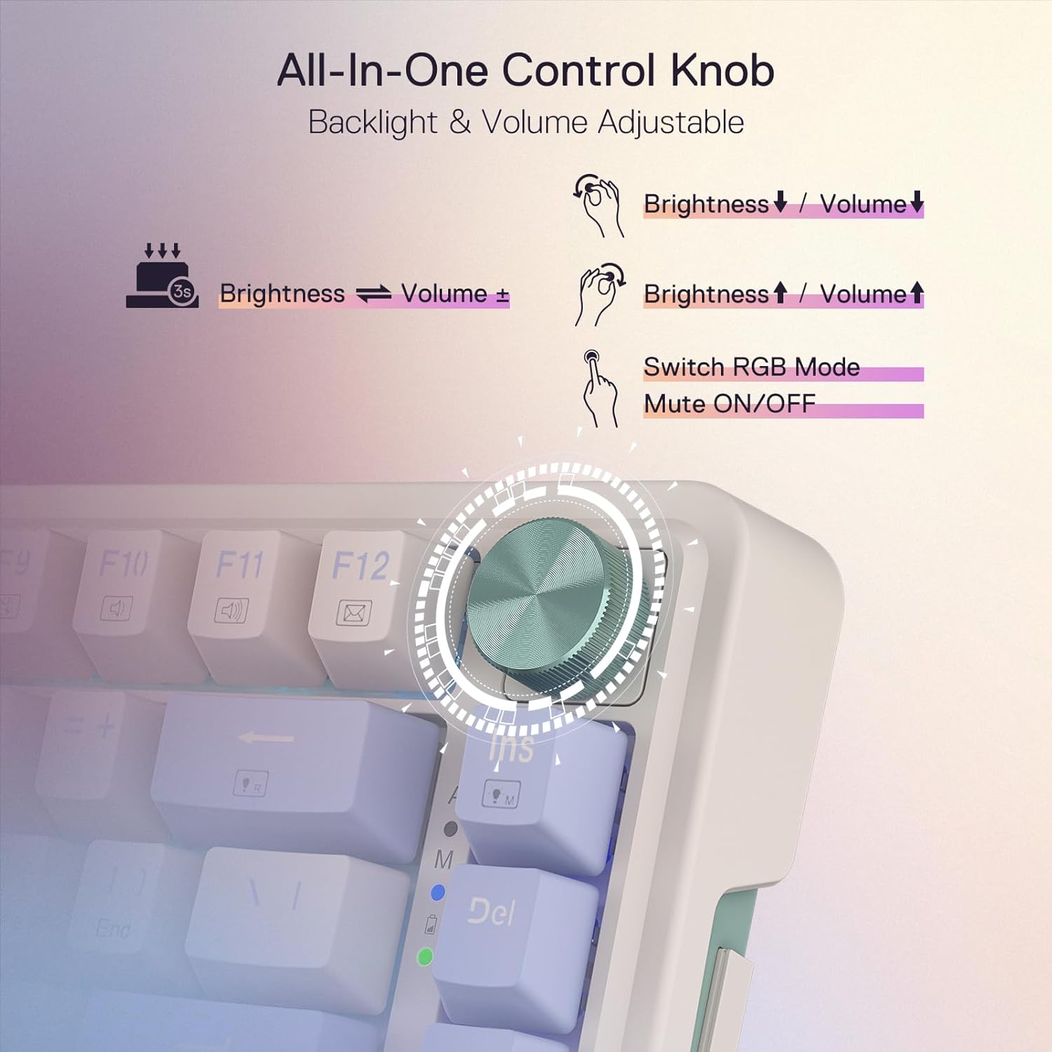Redragon Ucal Pro K673 Pro - 65% Wired+2.4Ghz+Bluetooth Mechanical Keyboard Vintage Blue (Linear Red Switch)