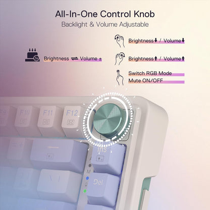 Redragon Ucal Pro K673 Pro - 65% Wired+2.4Ghz+Bluetooth Mechanical Keyboard Vintage Blue (Linear Red Switch)