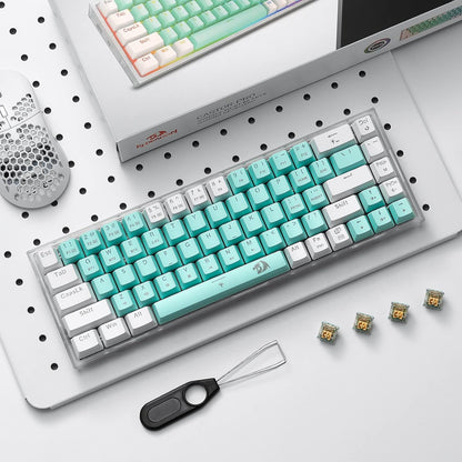 Redragon Castro Pro K631 Pro - 65% Bluetooth + 2.4 GHZ Wireless+ Wired Mechanical Keyboard White and Green (Custom Switch)