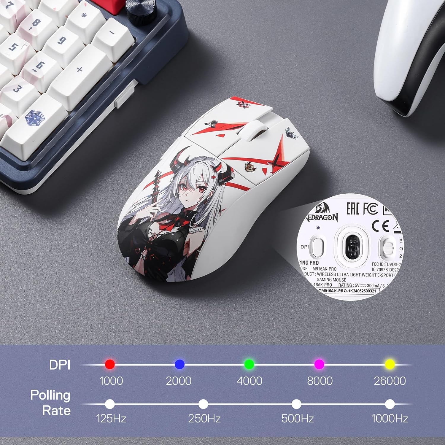 Redragon K1NG M916 PRO - Wired And Wireless Mouse (Anime)