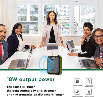 Shidu M808 - Wired Portable Voice Amplifier with LED Display and Speaker (GREEN)