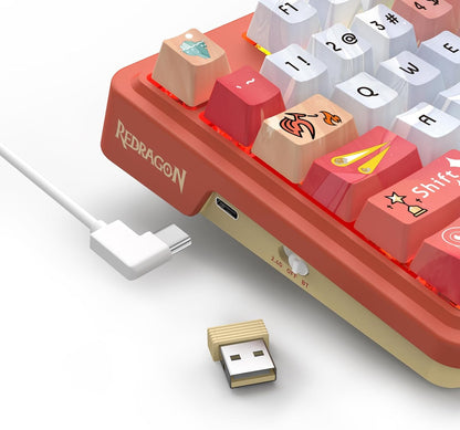 (Refurbished) Redragon Ucal Pro K673 Pro - 75% Wired+2.4Ghz+Bluetooth Mechanical Keyboard Anime Theme (Custom Hi-Fi Linear Switch)