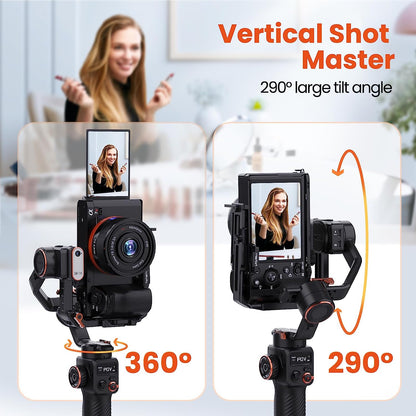 Hohem MT2 Kit - 4-in-1 Gimbal for Camera, Pocket Camera, Action Camera and Smart Phone with AI Tracker and RGB Fill Light