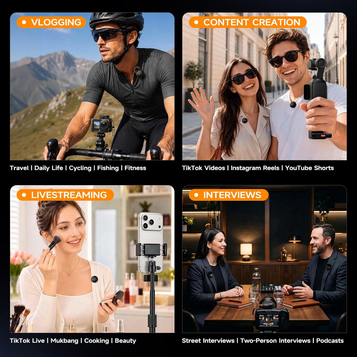 Comica Vimo Me Combo - Mini Wireless Magnetic Lavalier Microphone with AI Noise Cancellation